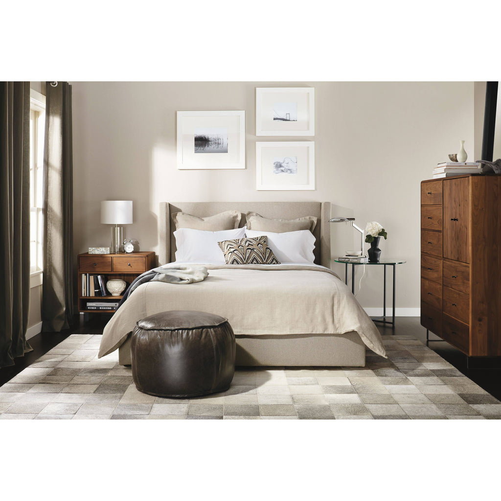 Modern Classic Round End Table with Recycled Natural Steel and Satin Etched Tempered Glass Top N132534