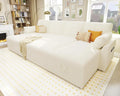 White Boucle Sleeper Sofa with 2 Storage Chaise H747679