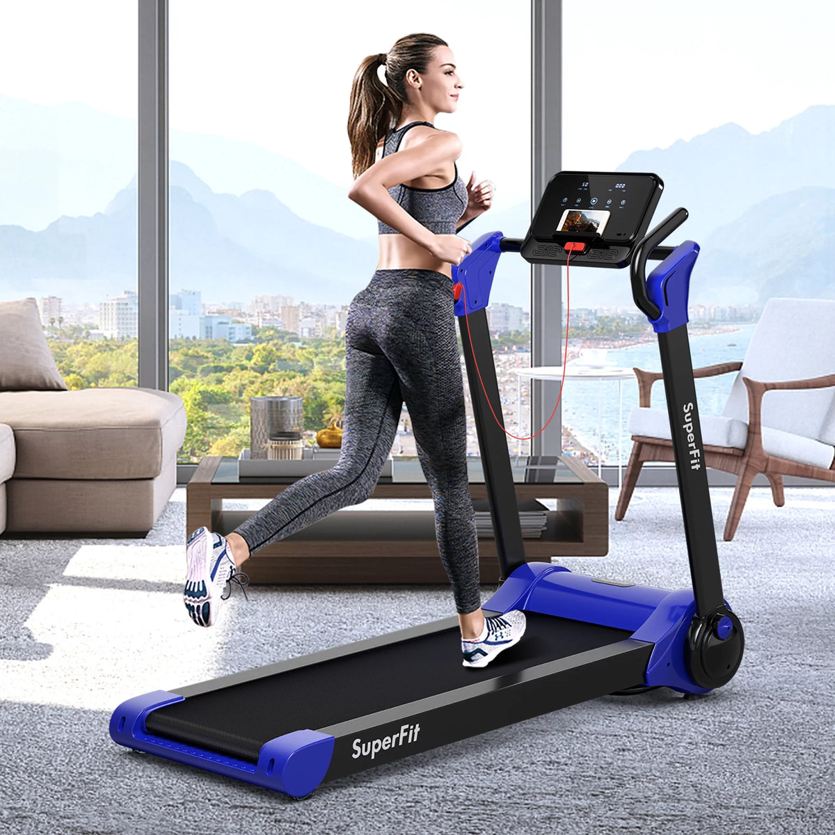 Folding 2.25HP Electric Treadmill Black J4600