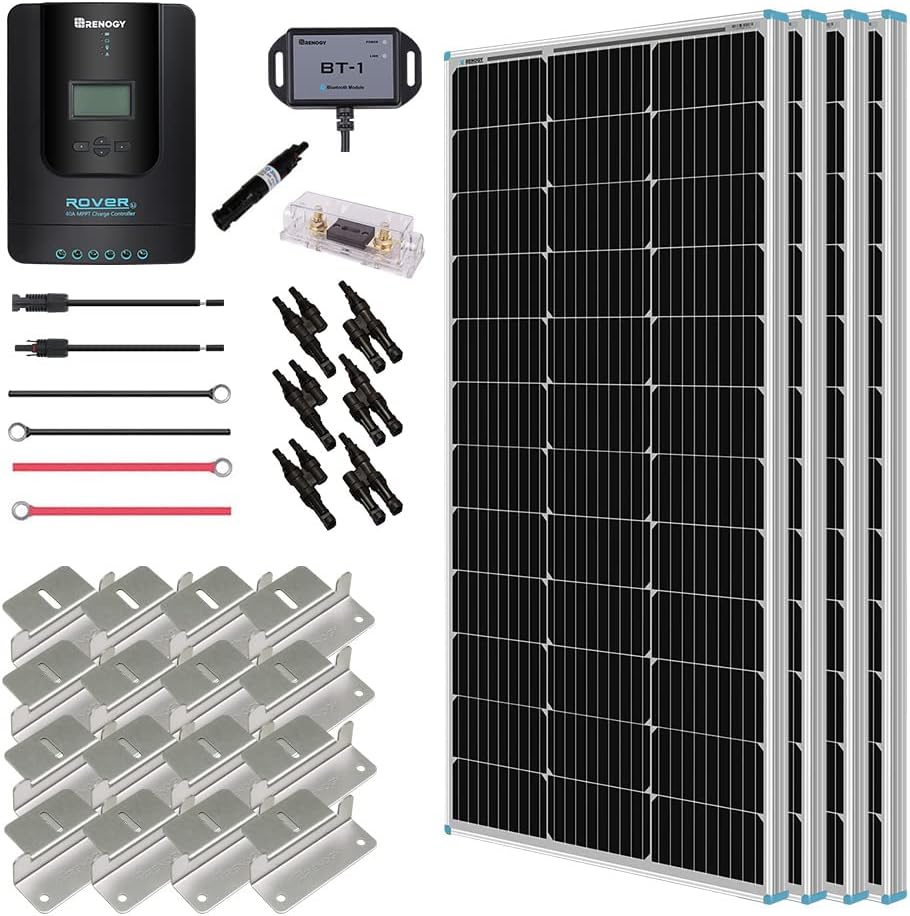 400 Watt 12 Volt 4 Pcs 100W Panel 40A MPPT Charge Controller Bluetooth Module Solar Power System D559650