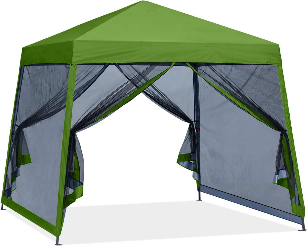 8x8 White Pop up Outdoor Canopy Tent with Netting Wall D1247