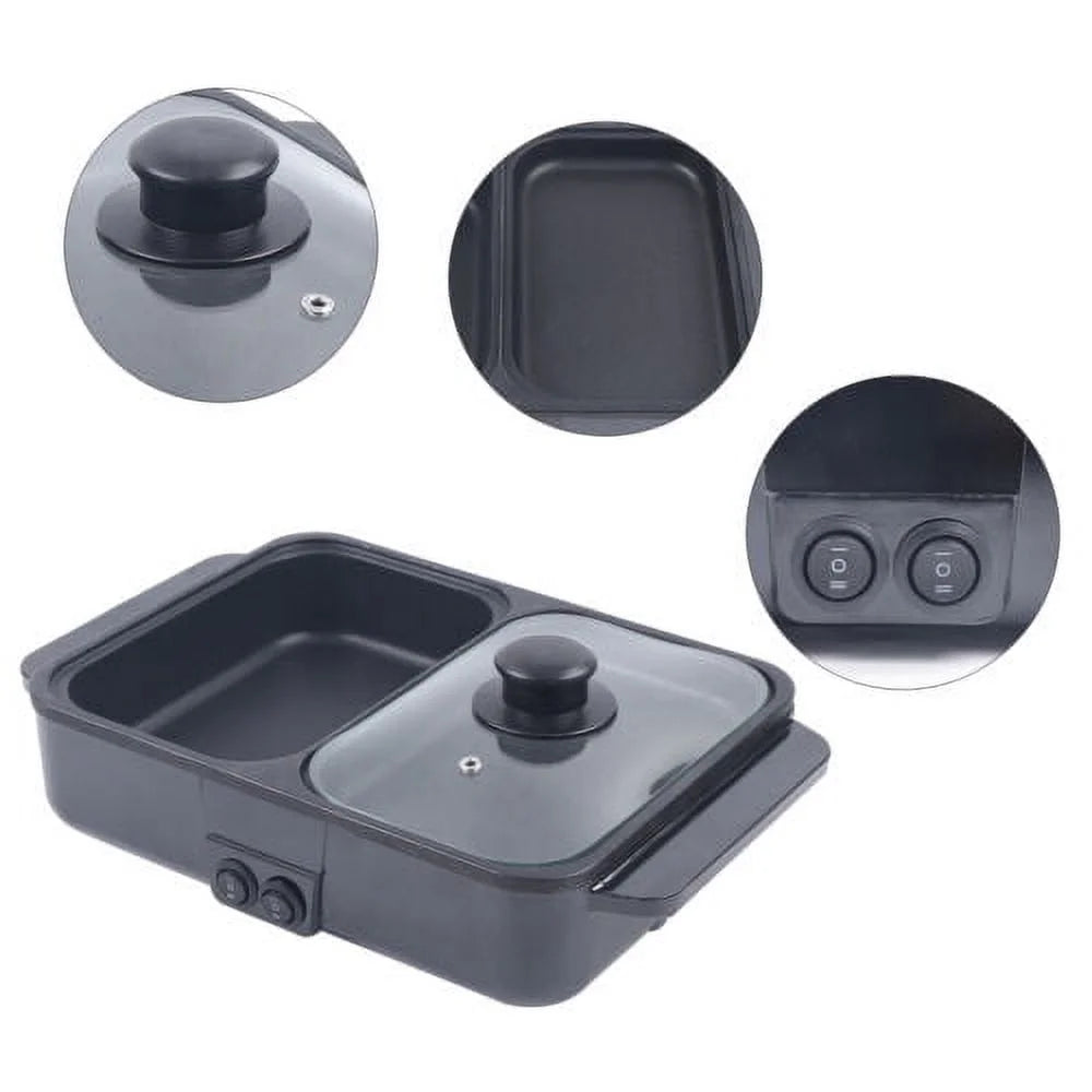1200W Portable 2 in 1 Hot Pot Barbecue Grill Non-Stick Pan Y805