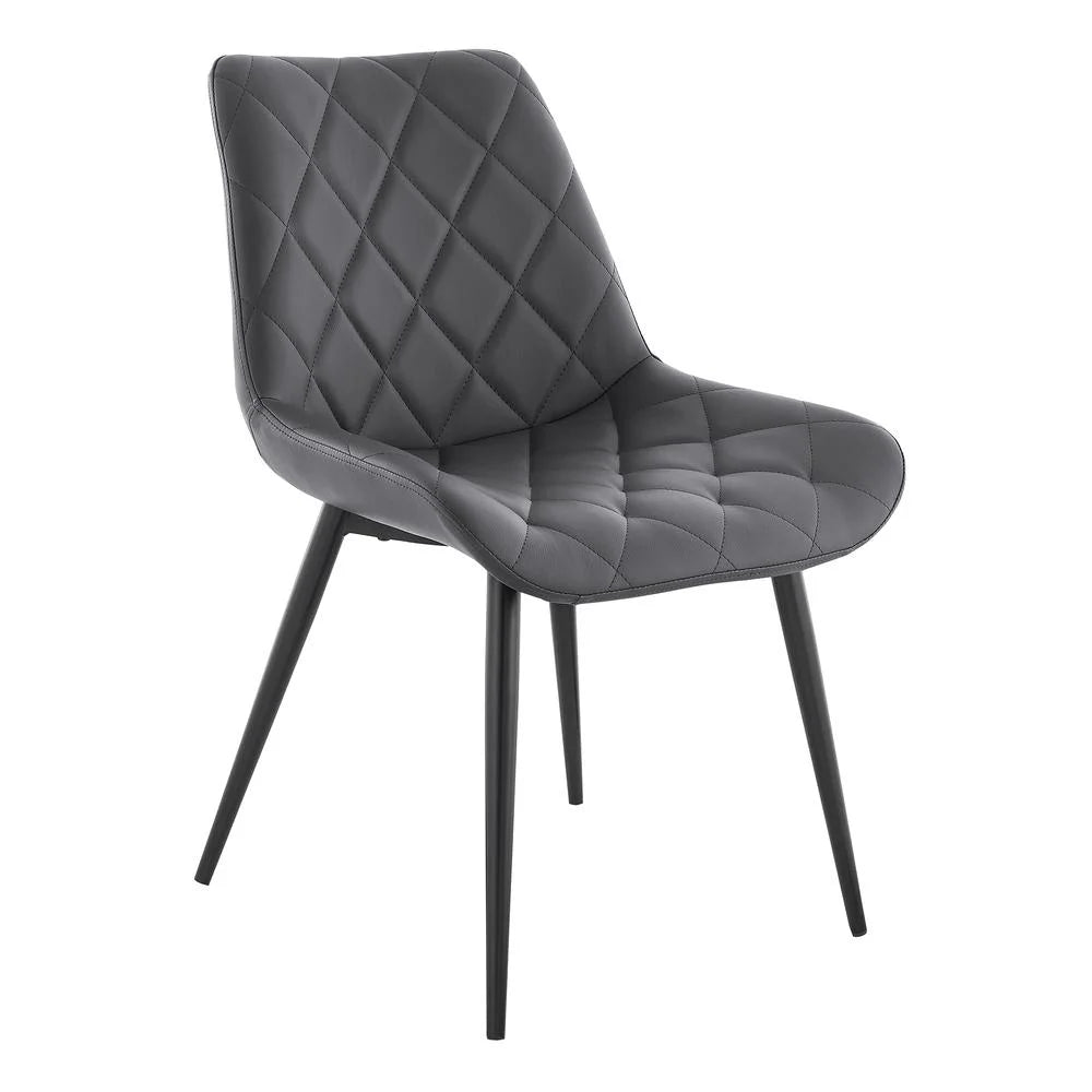 Gray Black Faux Leather Dining Chair Set of 2 D942176