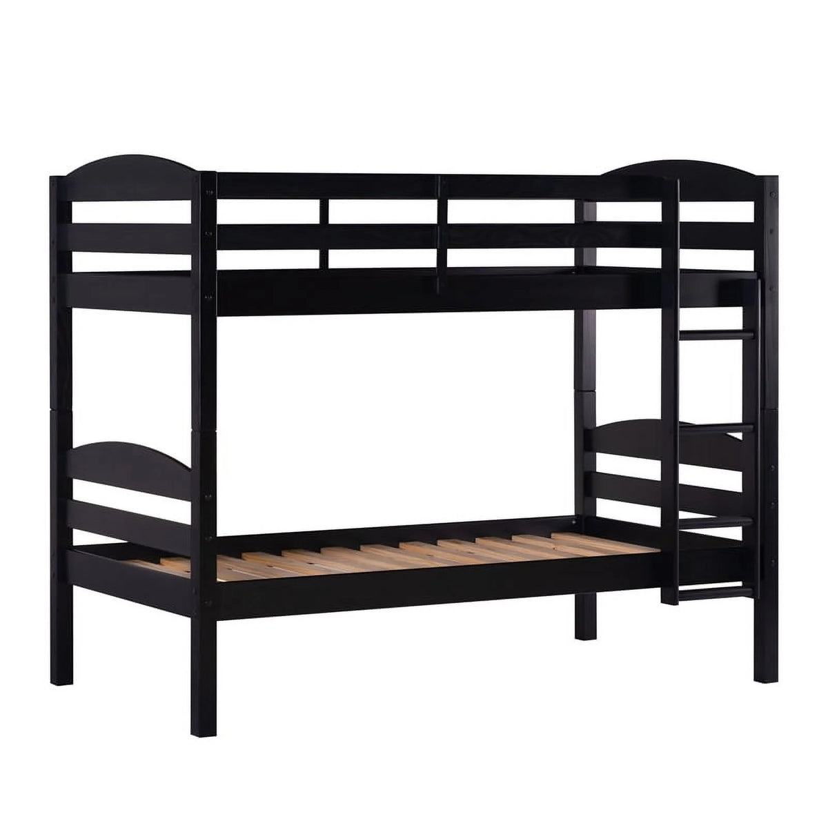 Black Solid Wood Twin-over-Twin Bunk Bed Frame C9832