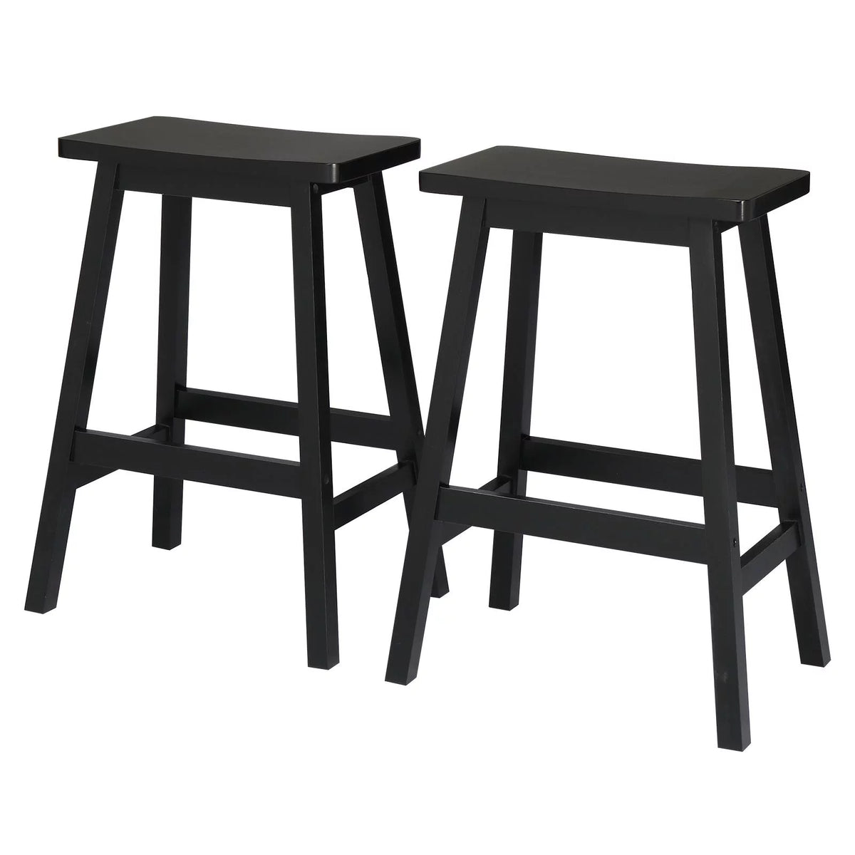 Set of 4 Black Wooden Saddle Seat Bar Stools N8956