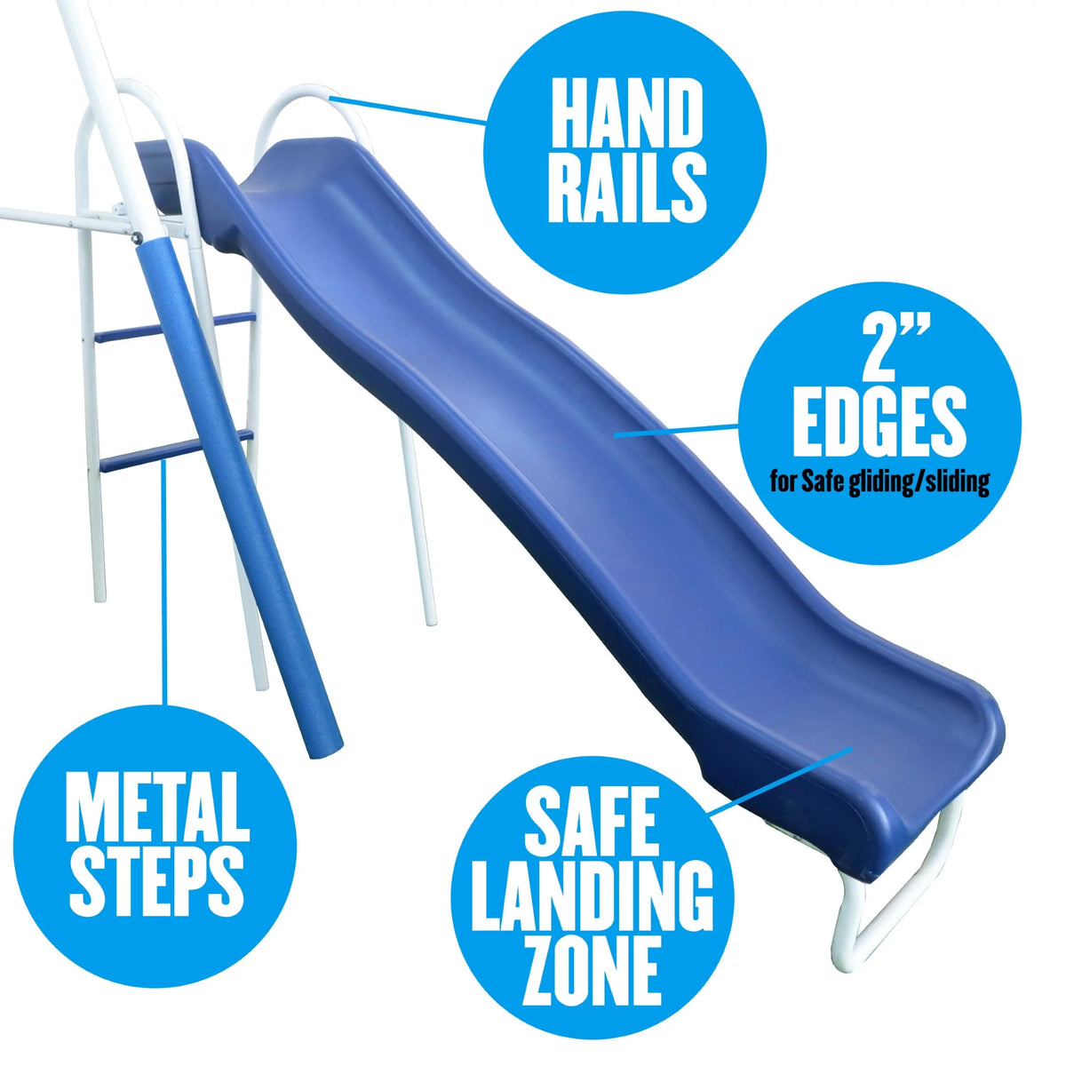 Metal Swing Set with 2 LED Swing Seats, Disc Swing & Wave Slide O923