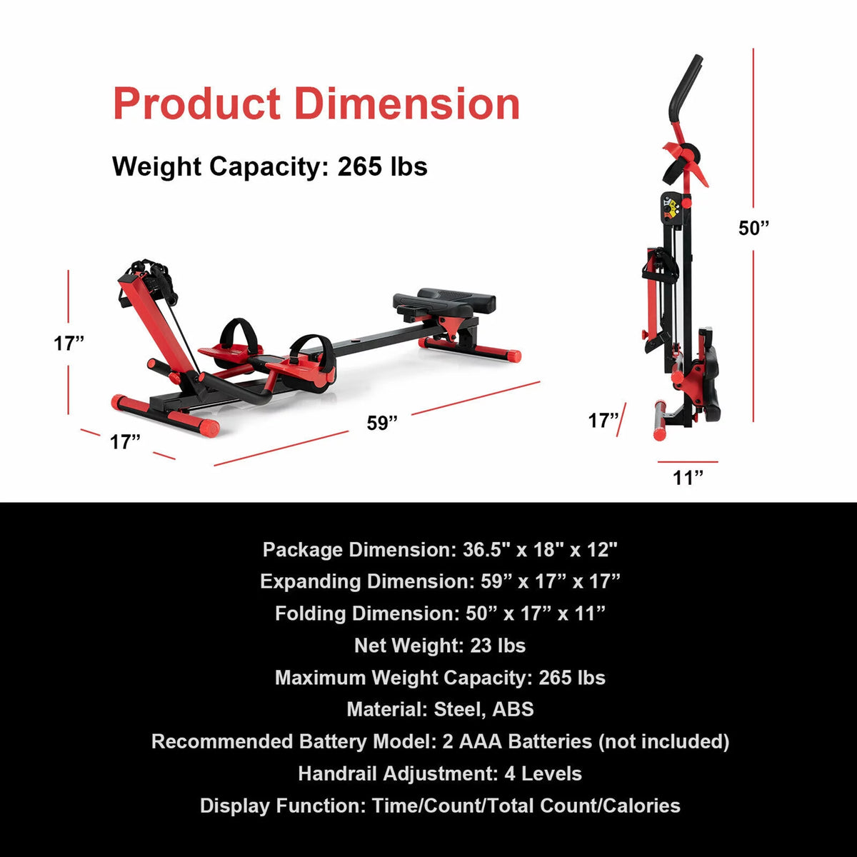 4 in 1 Folding Rowing Machine L38005