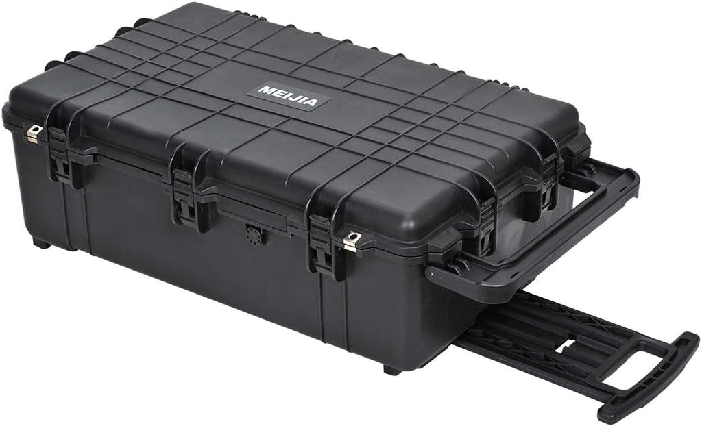 Portable Rolling Waterproof Hard Case with Wheels and Retractable Pull Handle, Black, 31.65inch x 19.37inch x 11.02inch P943325