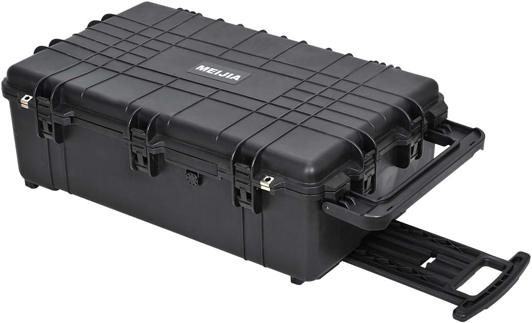 Portable Rolling Waterproof Hard Case with Wheels and Retractable Pull Handle, Black, 31.65inch x 19.37inch x 11.02inch P943325