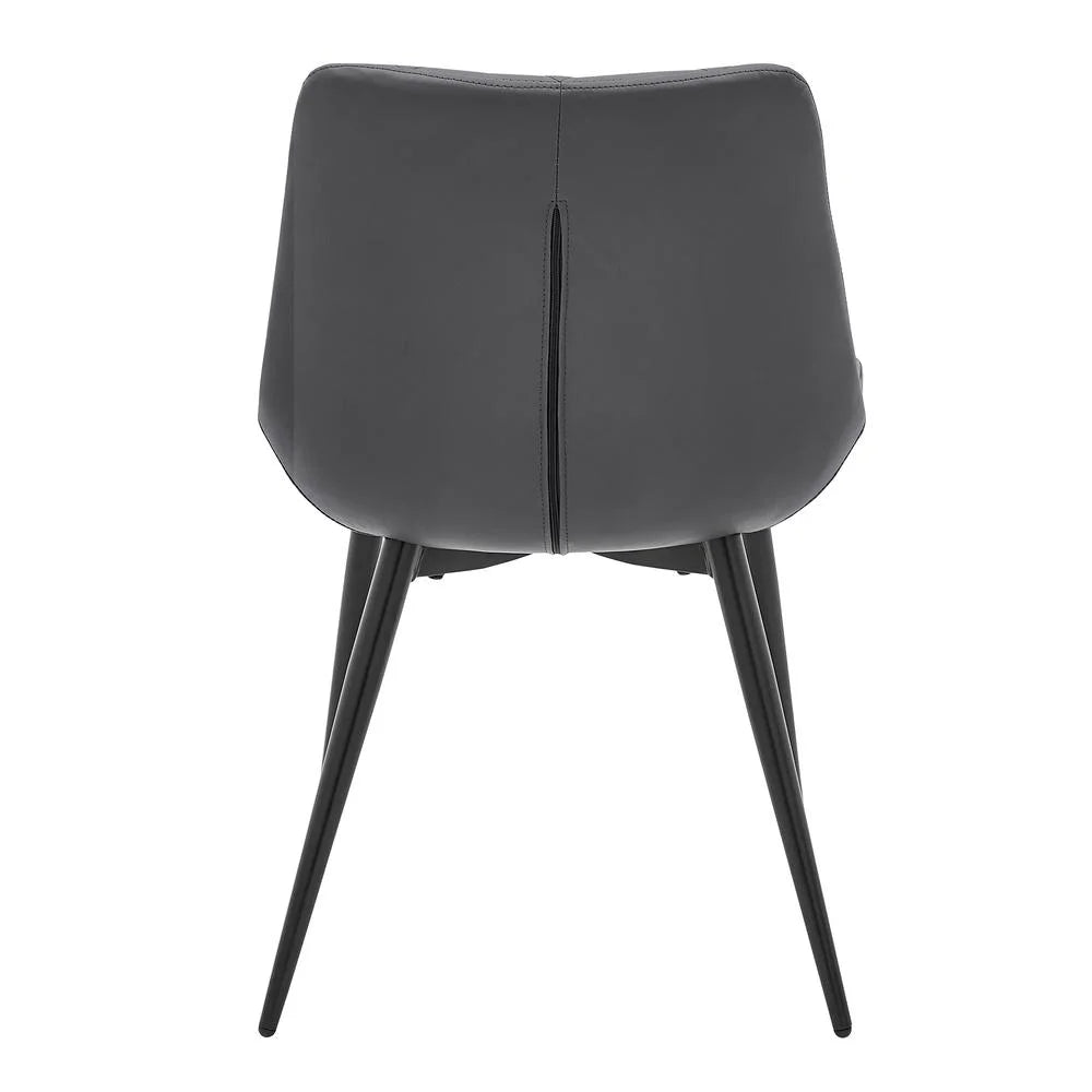 Gray Black Faux Leather Dining Chair Set of 2 D942176