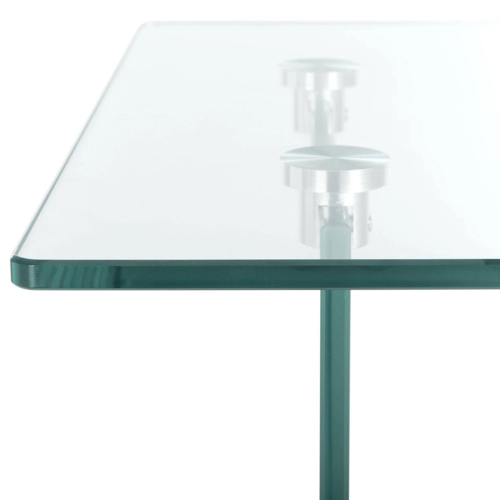 Glass/Faux White Marble Accent Table U70431