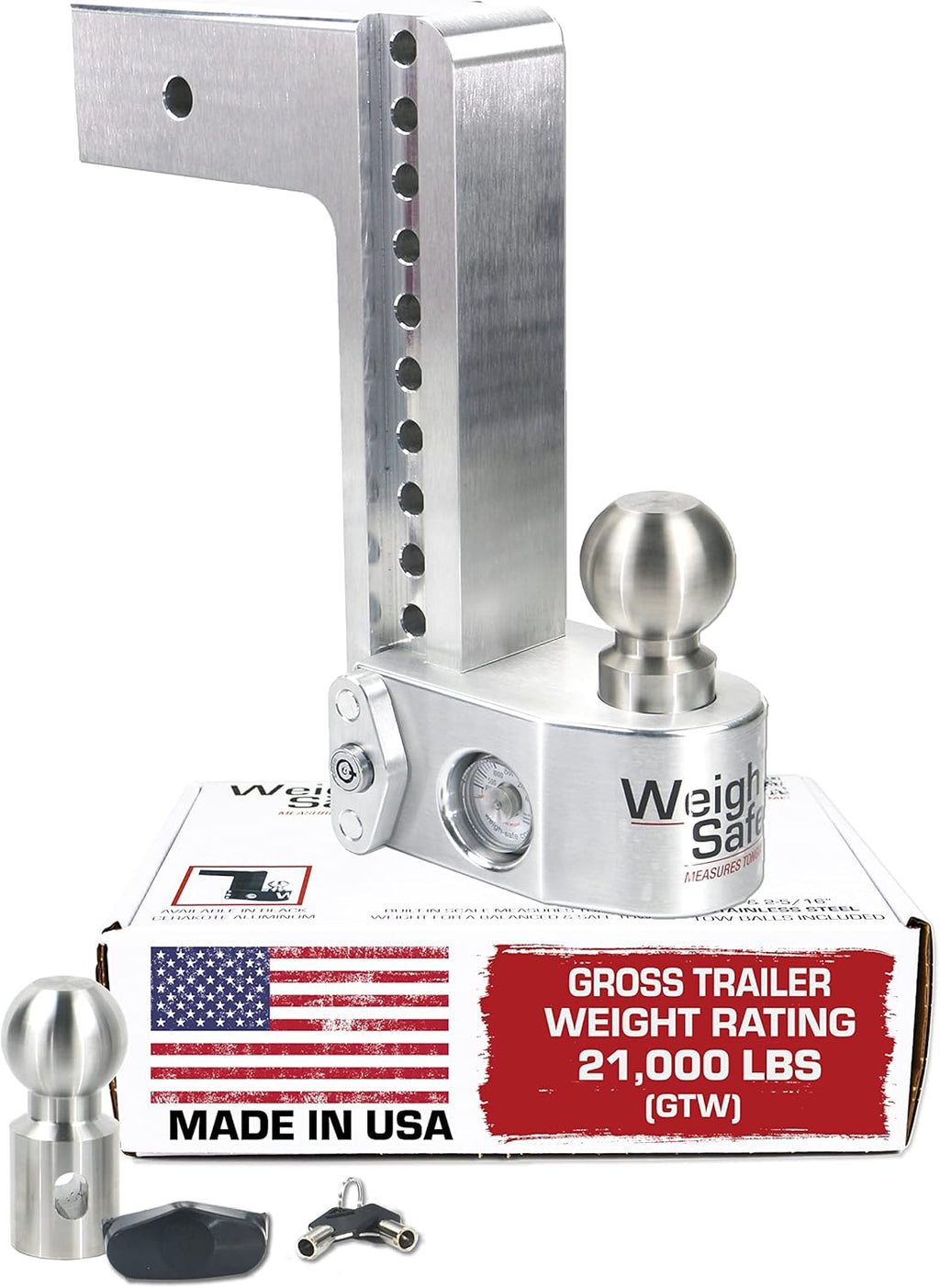 Aluminum Adjustable 6" Drop, Stainless Steel Ball, 3" Receiver M31311