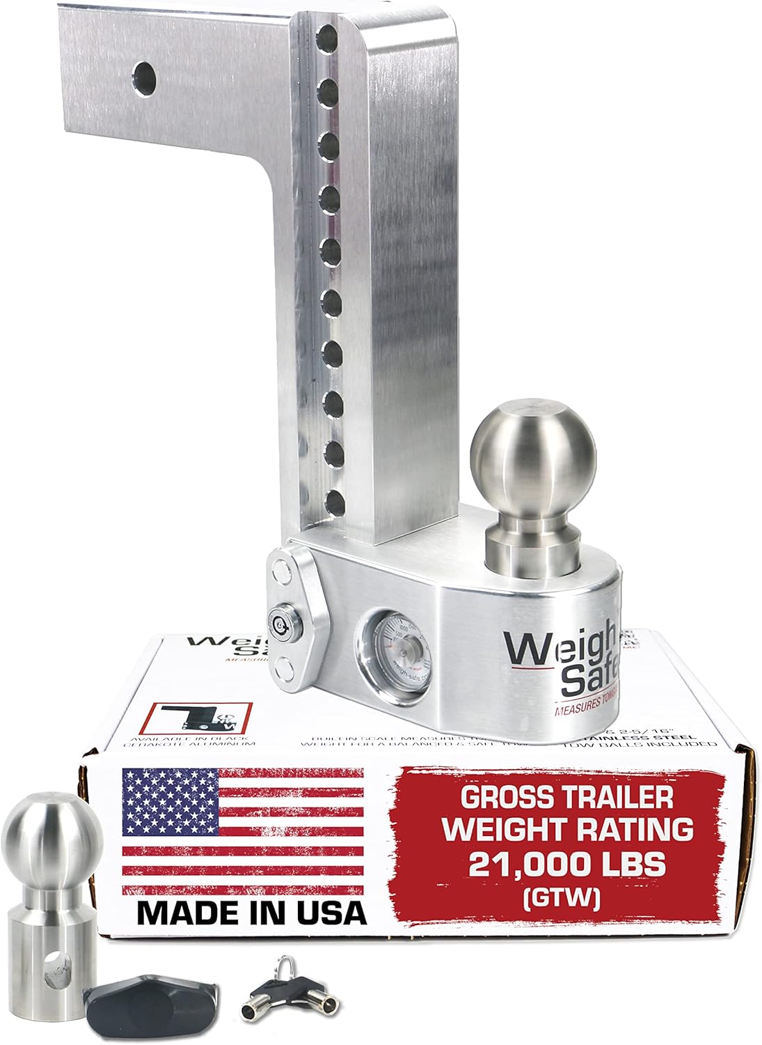 Aluminum Adjustable 6" Drop, Stainless Steel Ball, 3" Receiver M31311