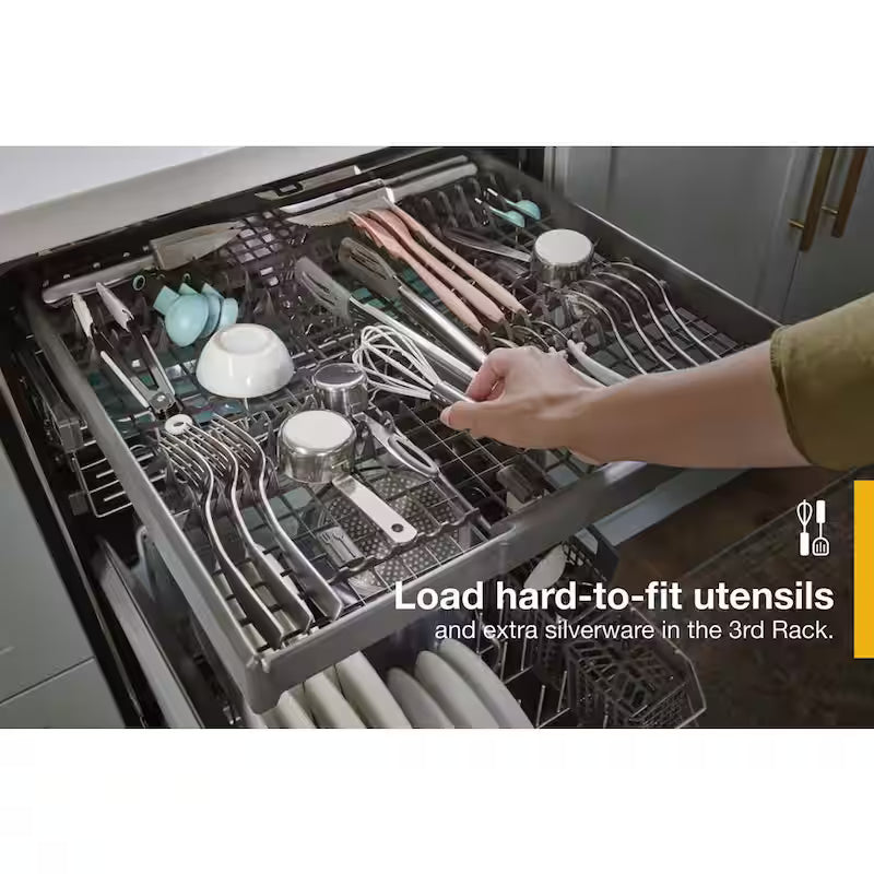 Black Built-In Tall Tub Dishwasher with Third Level Rack E817670