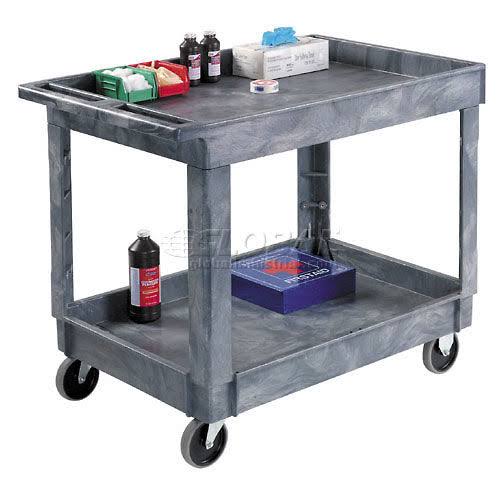 Plastic 2 Shelf Utility Cart with Rubber Casters P693445