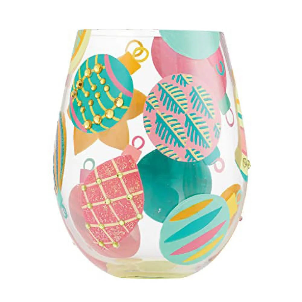 Hand Painted Stemless Wine Glass G755