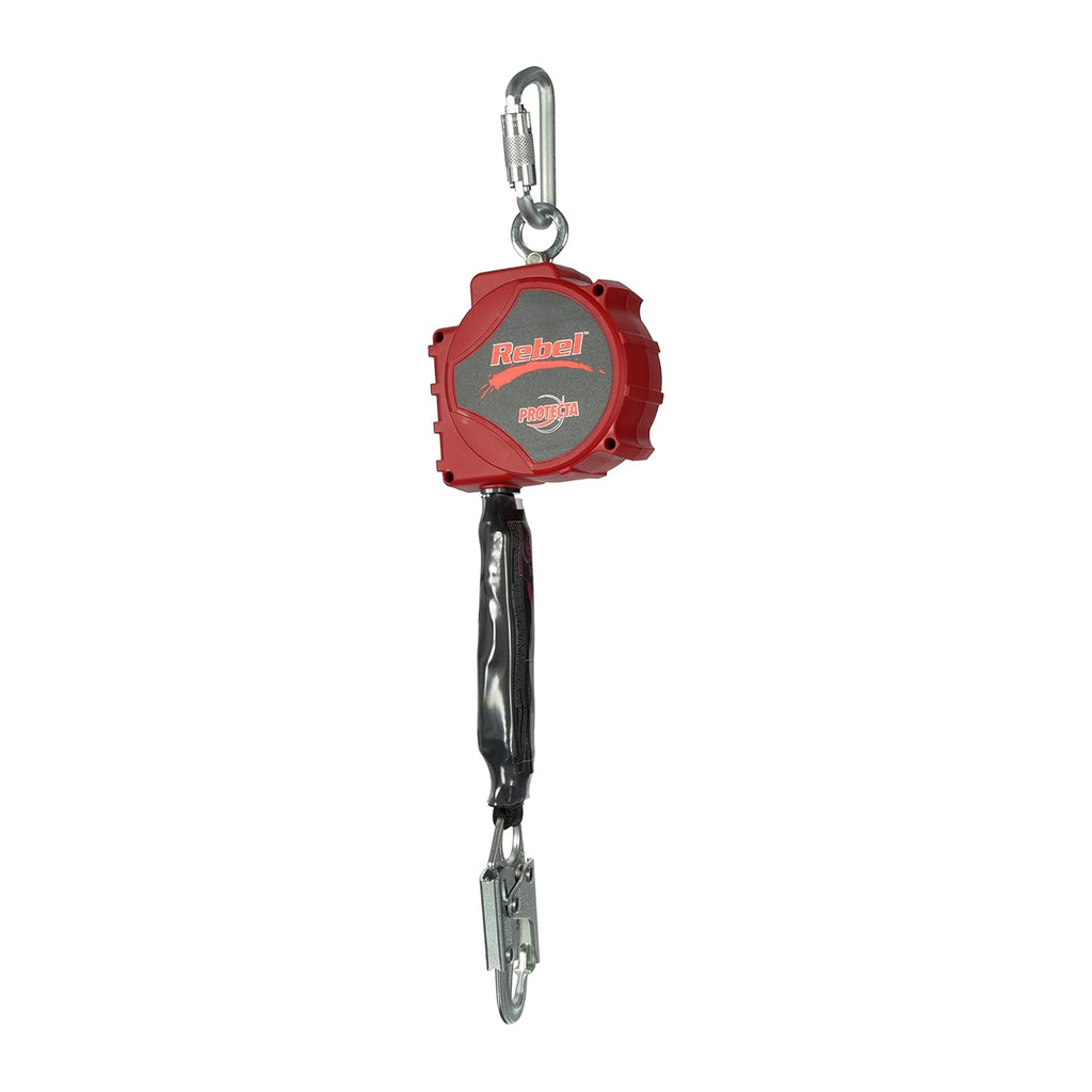 Self Retracting Lifeline Web, Steel Snap Hook and Carabiner, Black/Red J83045