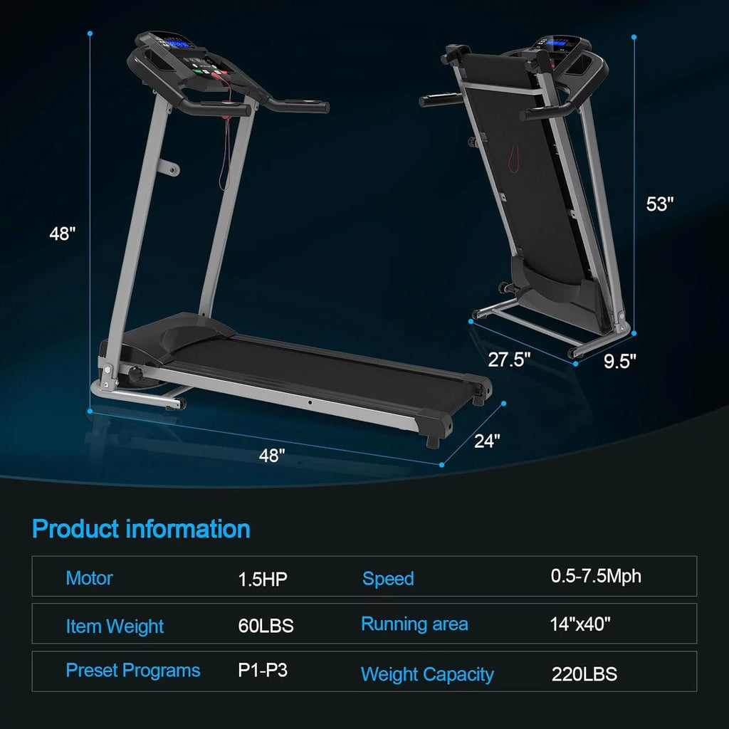 Folding Treadmill 2.5HP 220 LBS Capacity D865