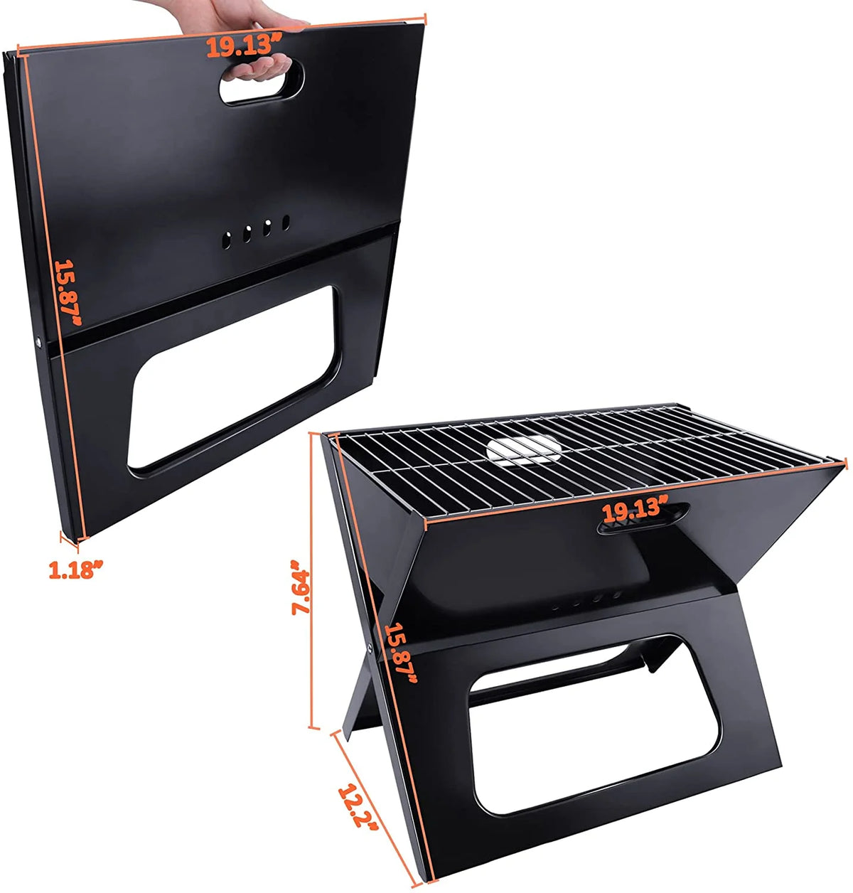 Charcoal BBQ Grill Foldable Black Z9090