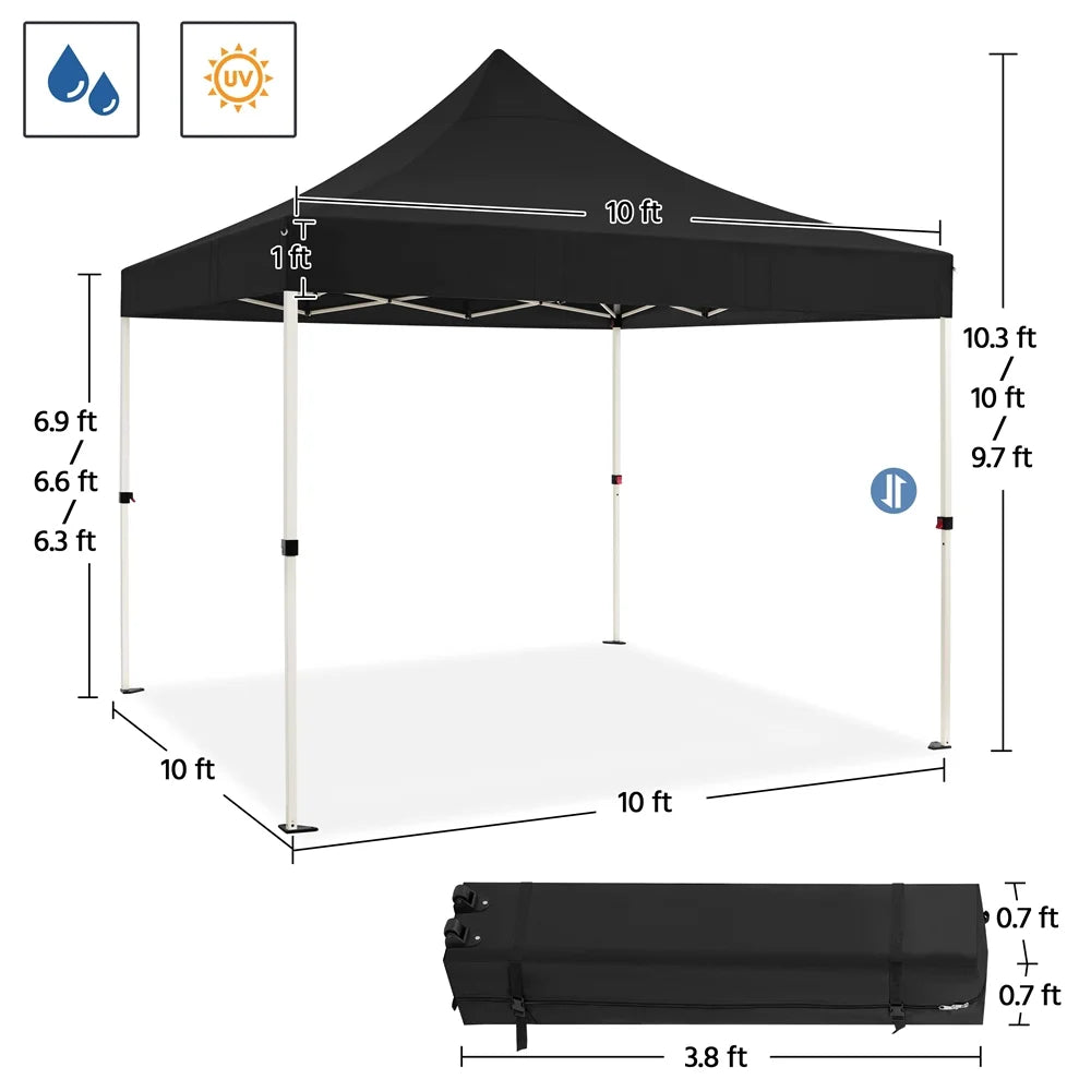Black 10 FT Pop-up Canopy with Roller Bag and Sandbags N8107