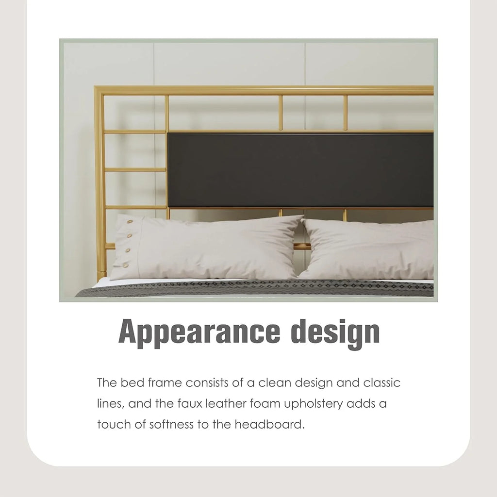 Full Size Gold Metal Platform Bed Frame U437