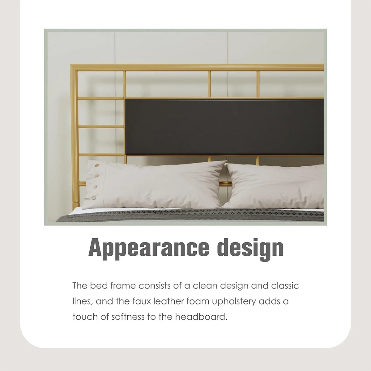 Full Size Gold Metal Platform Bed Frame U437