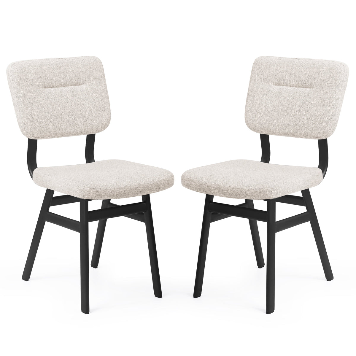 Dining Chairs Set of 2 Off-White Metal Legs M727264