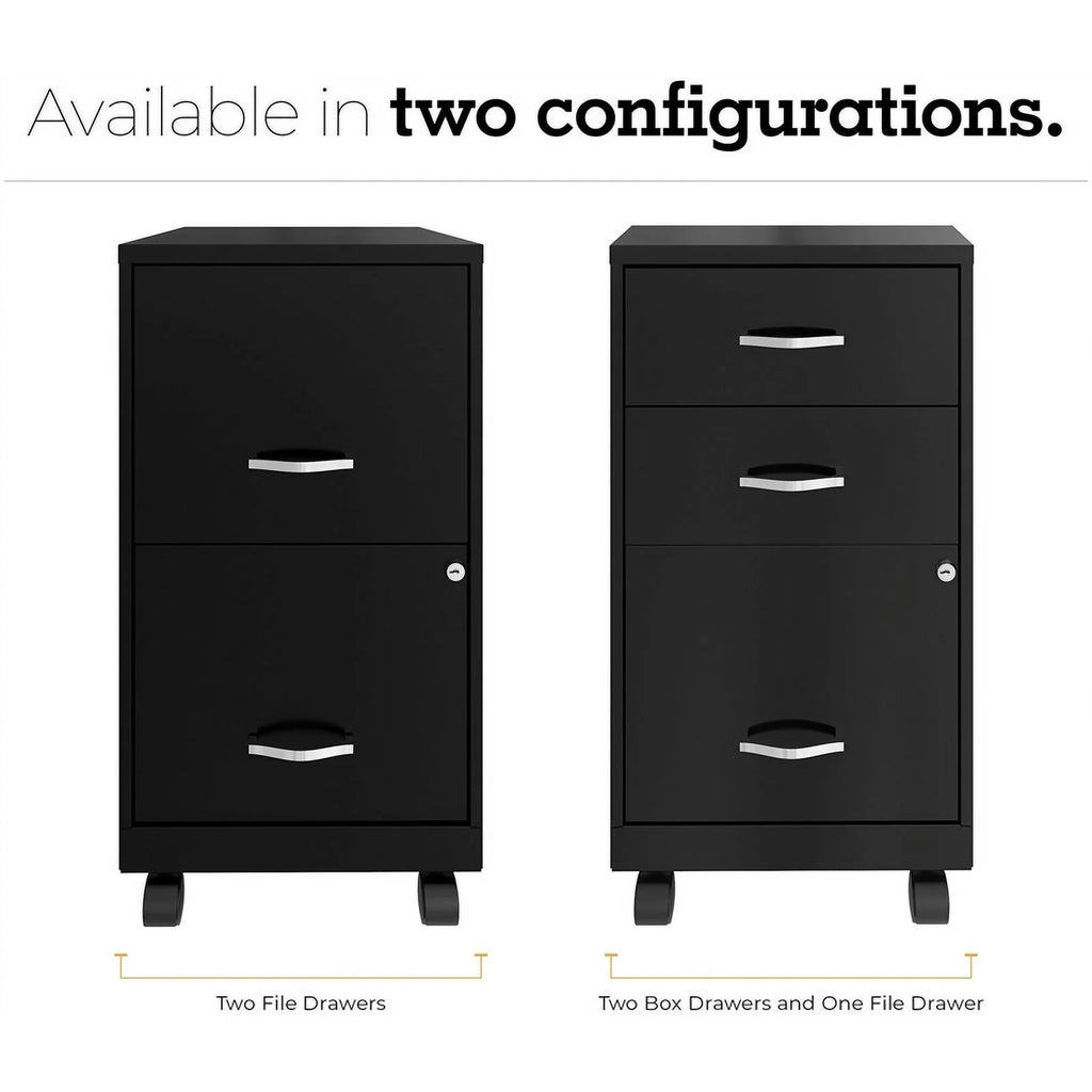 18" 2 Drawer Mobile Metal File Cabinet - Black M141