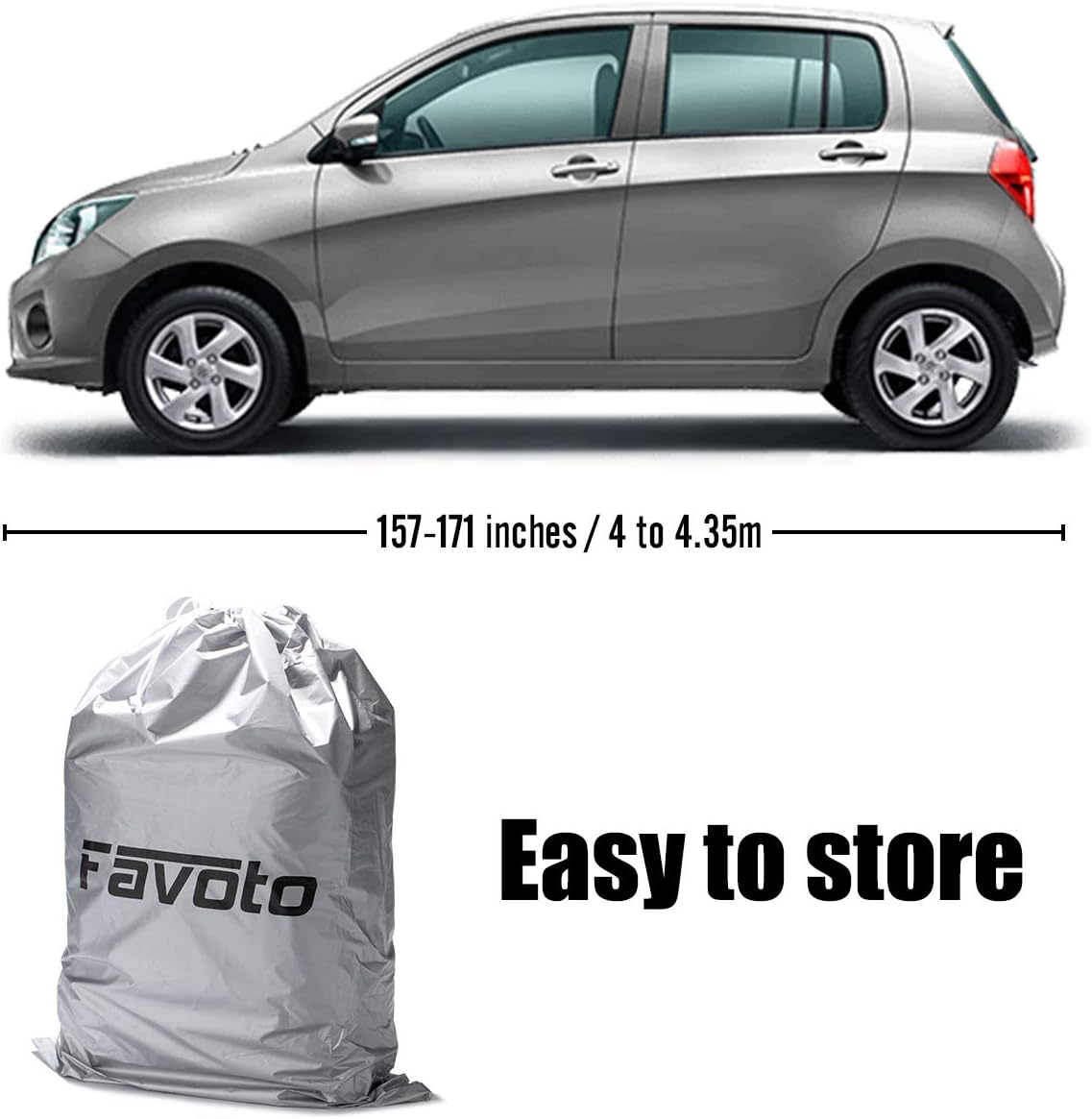 Hatchback Car Cover 5 Layers Universal Fit 157 to 171 inch Pack of 2 T10076
