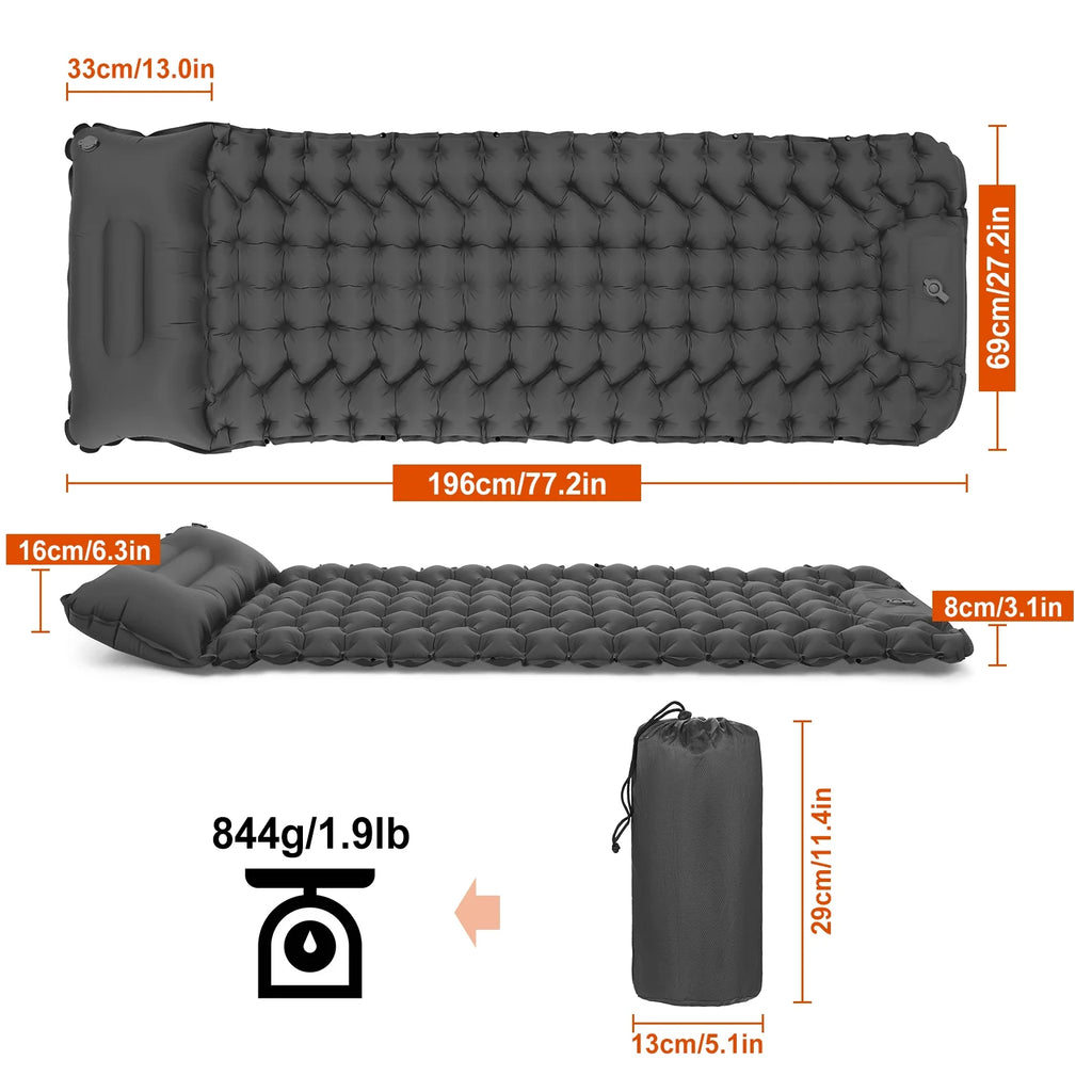Ultralight Inflatable Camping Sleeping Pad with Pillow I2768