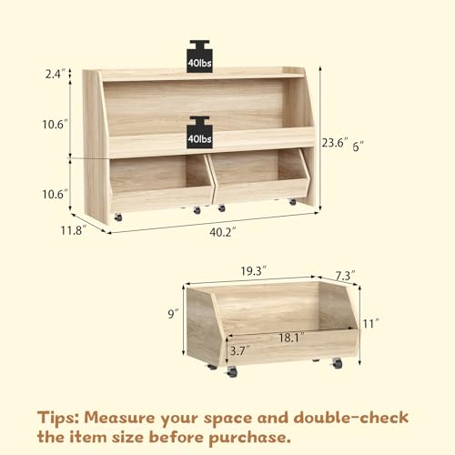2 Tier Toy Storage Organizer with Movable Bins K30074