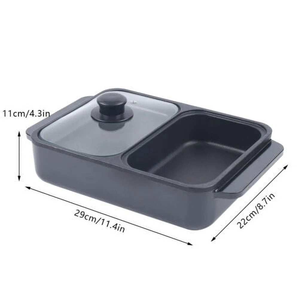 1200W Portable 2 in 1 Hot Pot Barbecue Grill Non-Stick Pan Y805