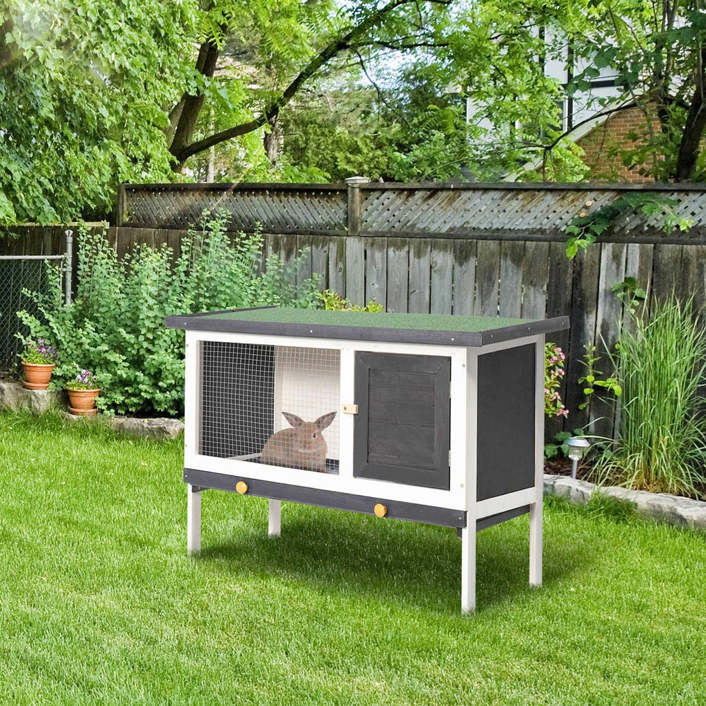 Wooden Rabbit Hutch with Pull-Out Tray S7493