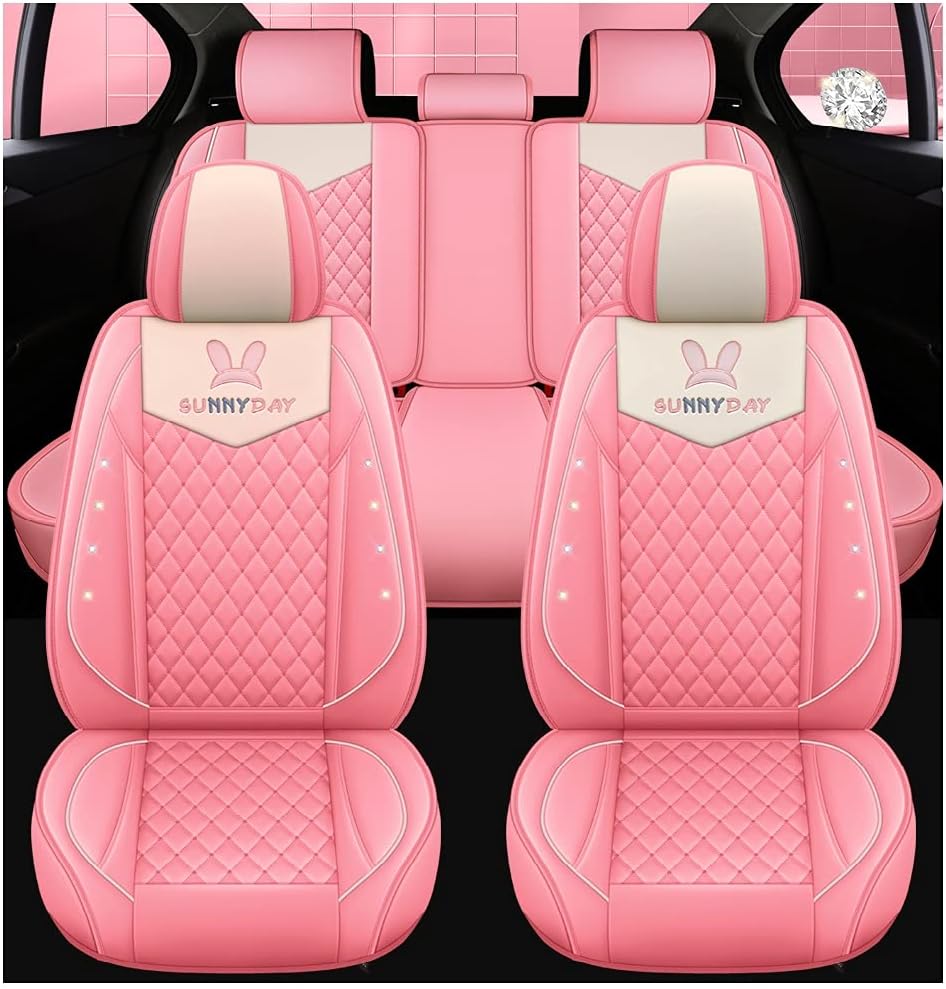 Light Green Leather Car Seat Covers 5 Seats Full Set G879714