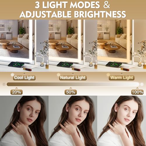 White Lighted Vanity Mirror with Lights 22" x 19" V2586