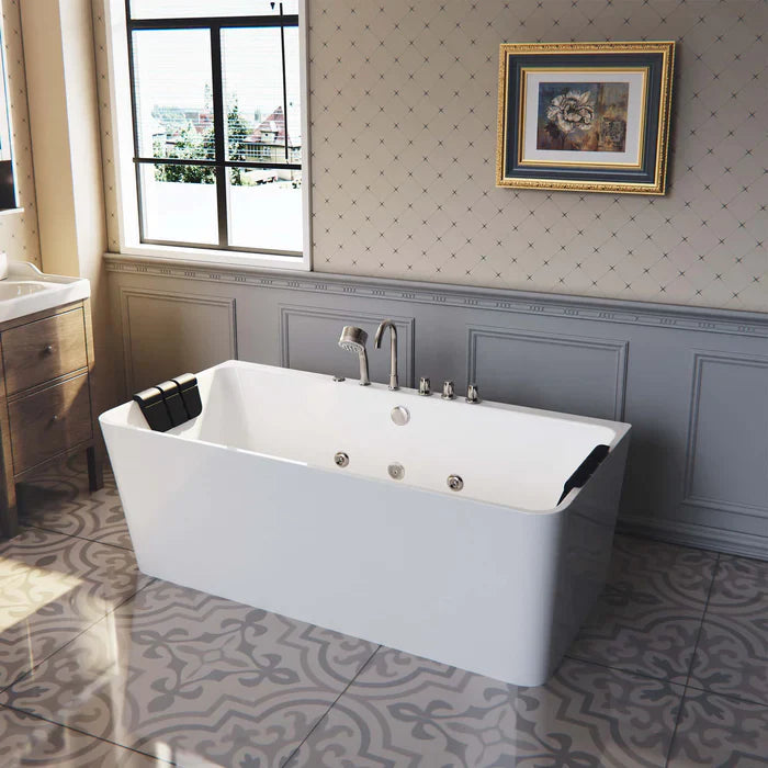 67 Freestanding Whirlpool Acrylic Bathtub with Faucet N9103