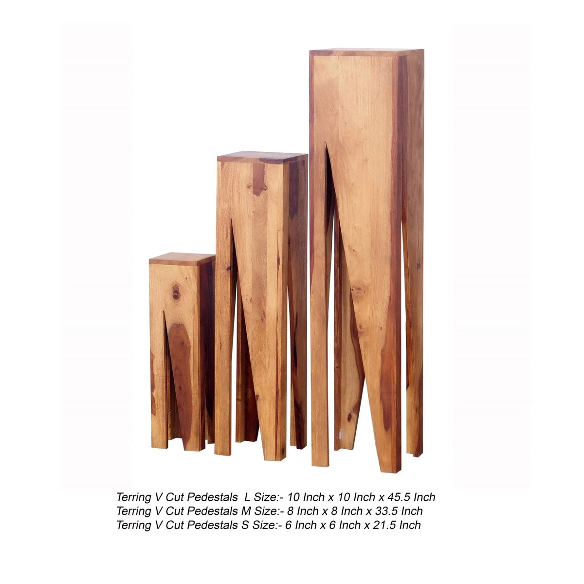 Set of 3 Sheesham Wood Pedestal Table Stand Y65940