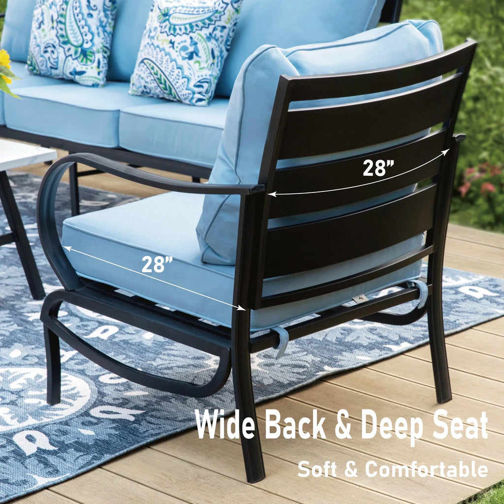 Blue Steel Sofa Outdoor Furniture Set U38960