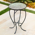 Black Round Outdoor Accent Side Table 14" Wide Mosaic Tabletop M276613