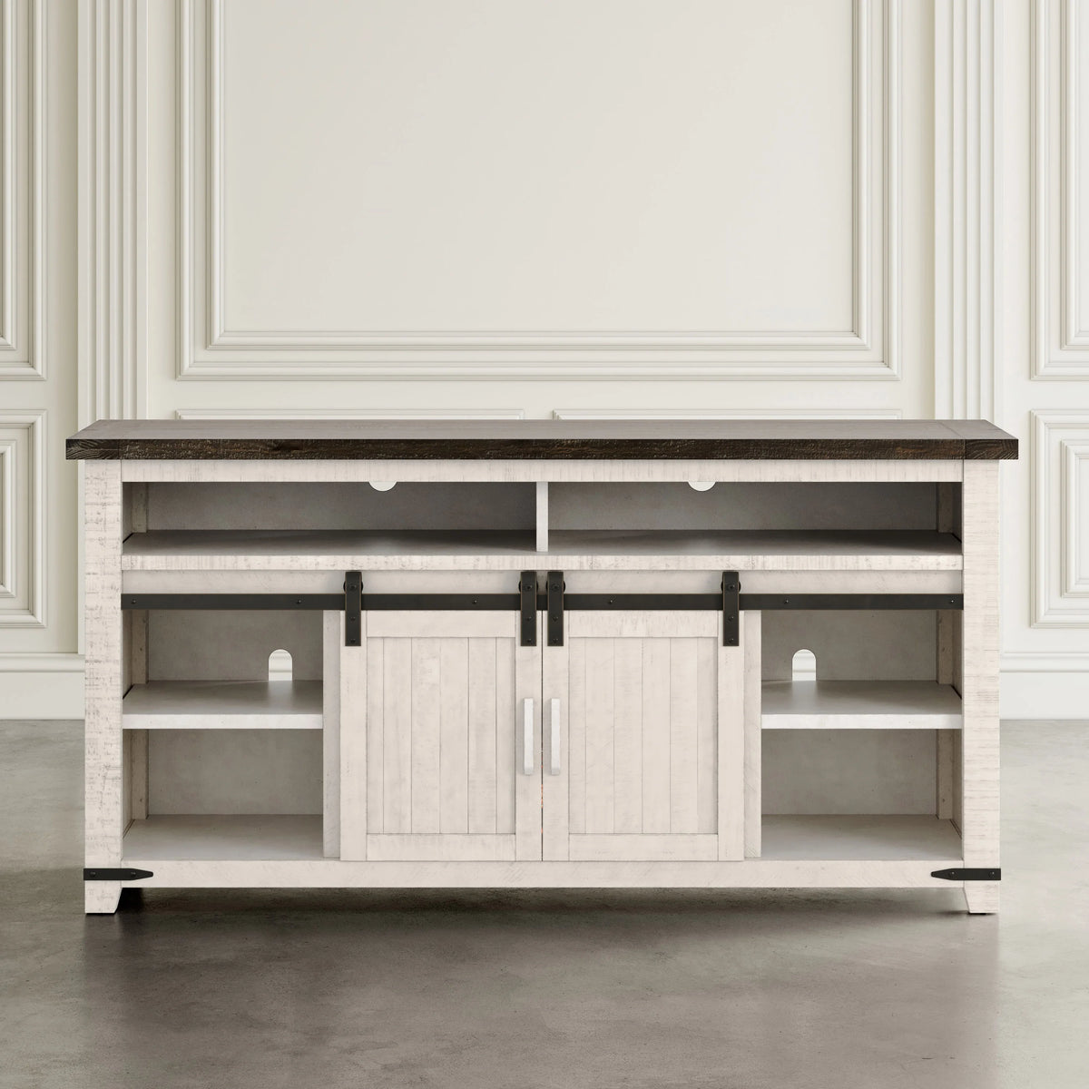 Solid Pine 64" TV Stand Console with Electric Fireplace L99174