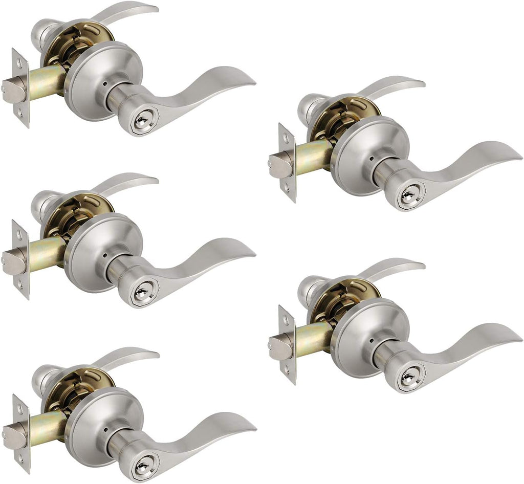 6 Pack Non-Locking Satin Nickel Door Lever Set U55482