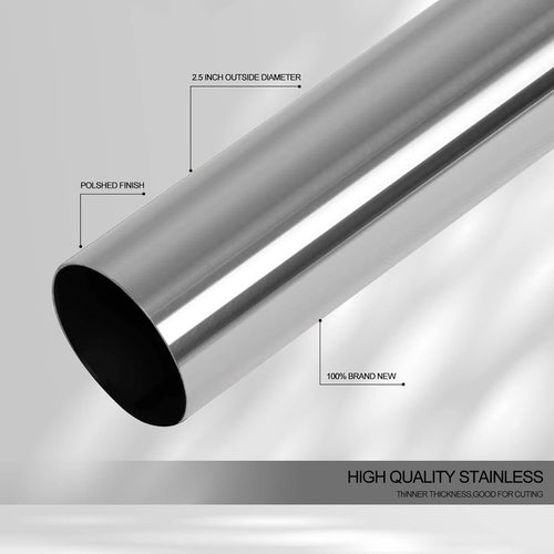 2.5'' OD T-304 Stainless Steel Exhaust Pipe Tubing 4ft. Long Pack of 2 K480
