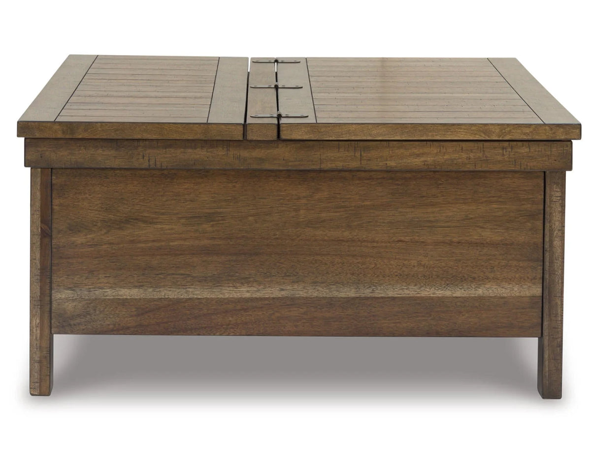 Rustic Hinged Lift Top Cocktail Table with Hidden Storage W986934