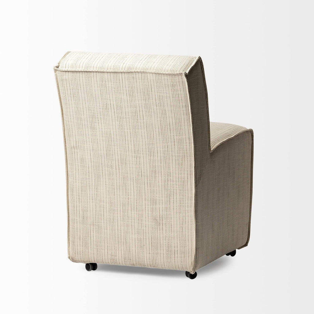 Cream-Toned Fabric Dining Chair with Wooden Base P622