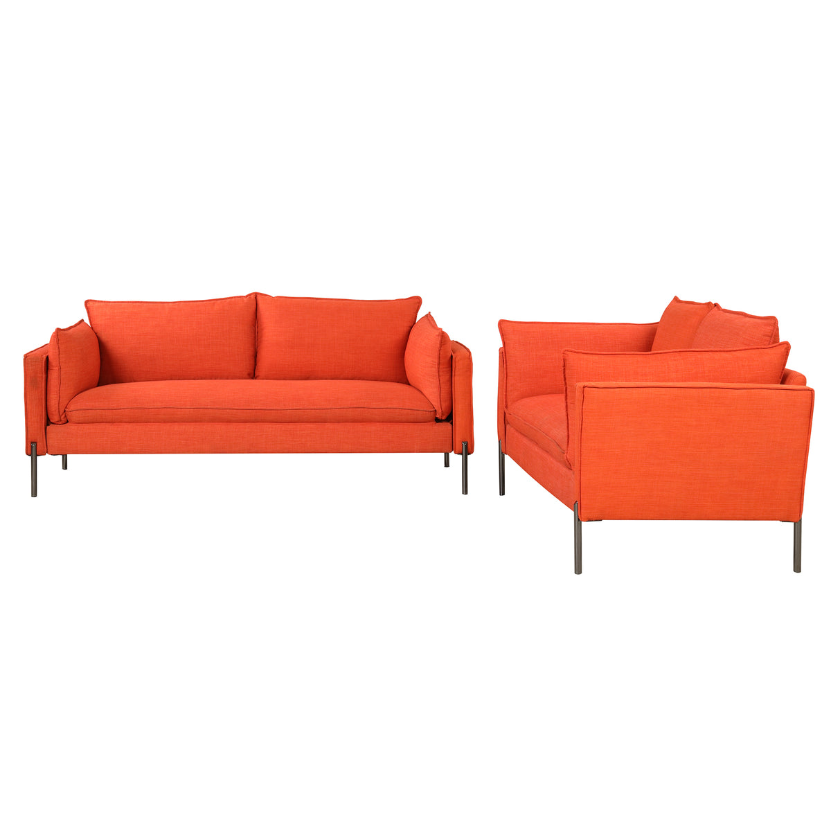 2 Piece Linen Fabric Loveseat and 3 Seat Couch Set H13506