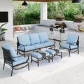 Blue Steel Sofa Outdoor Furniture Set U38960