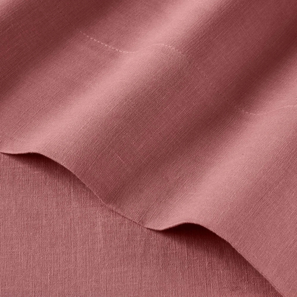 California King 100% Washed Linen Solid Sheet Set Rose O88421