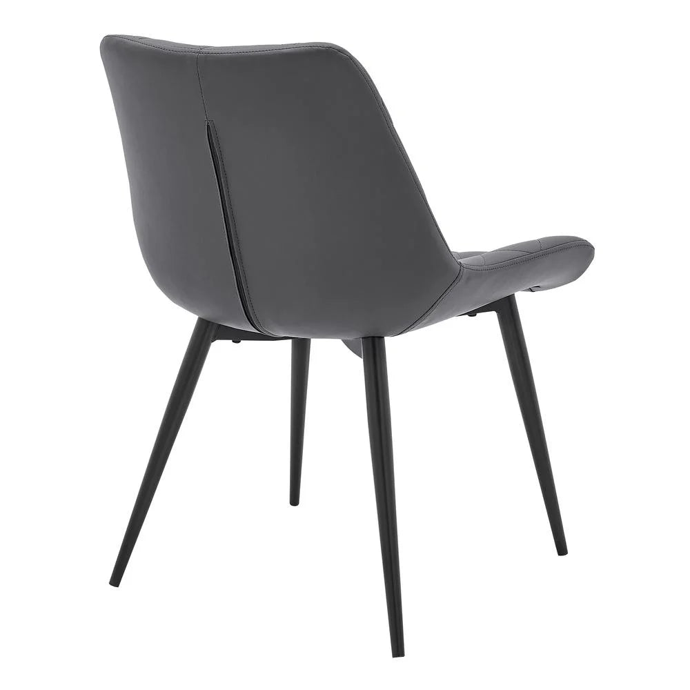 Gray Black Faux Leather Dining Chair Set of 2 D942176