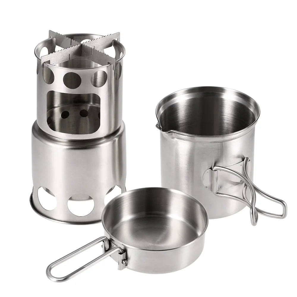 Wood Burning Stove and Cooking Pot Set Q8142