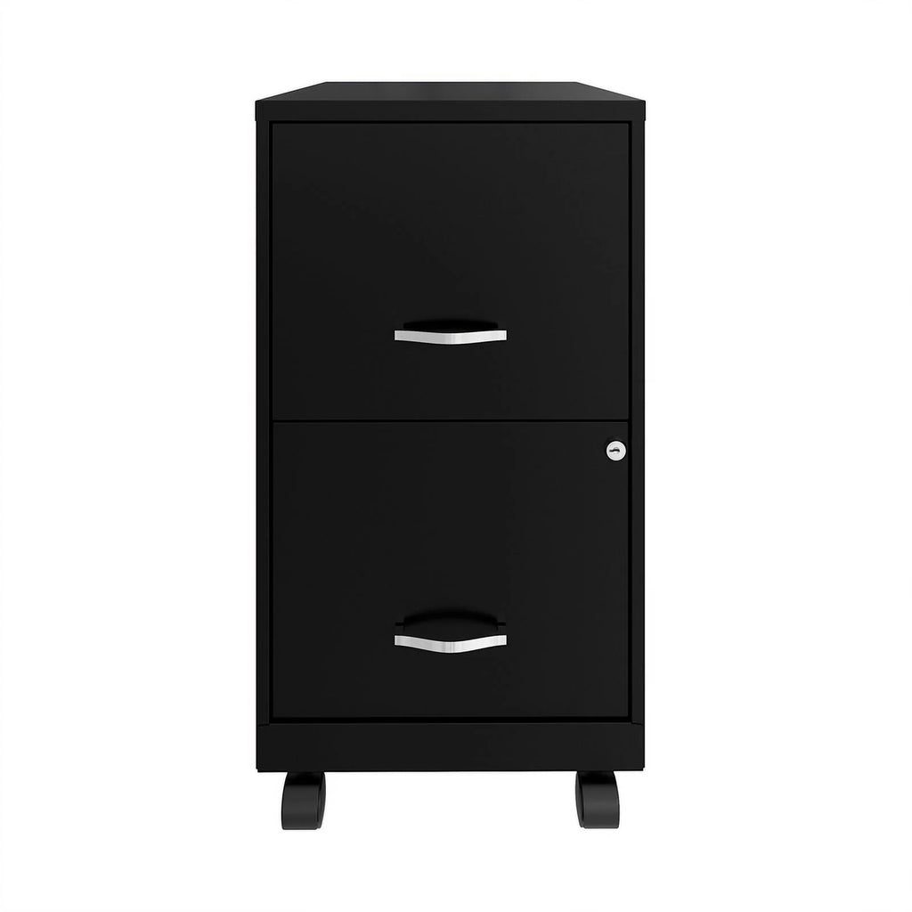 18" 2 Drawer Mobile Metal File Cabinet - Black M141